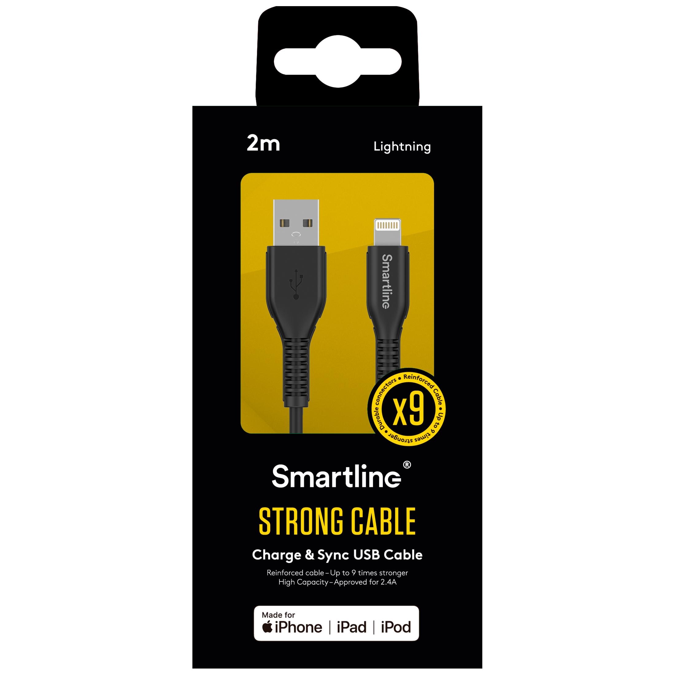 Strong USB Cable Lightning 2m sort