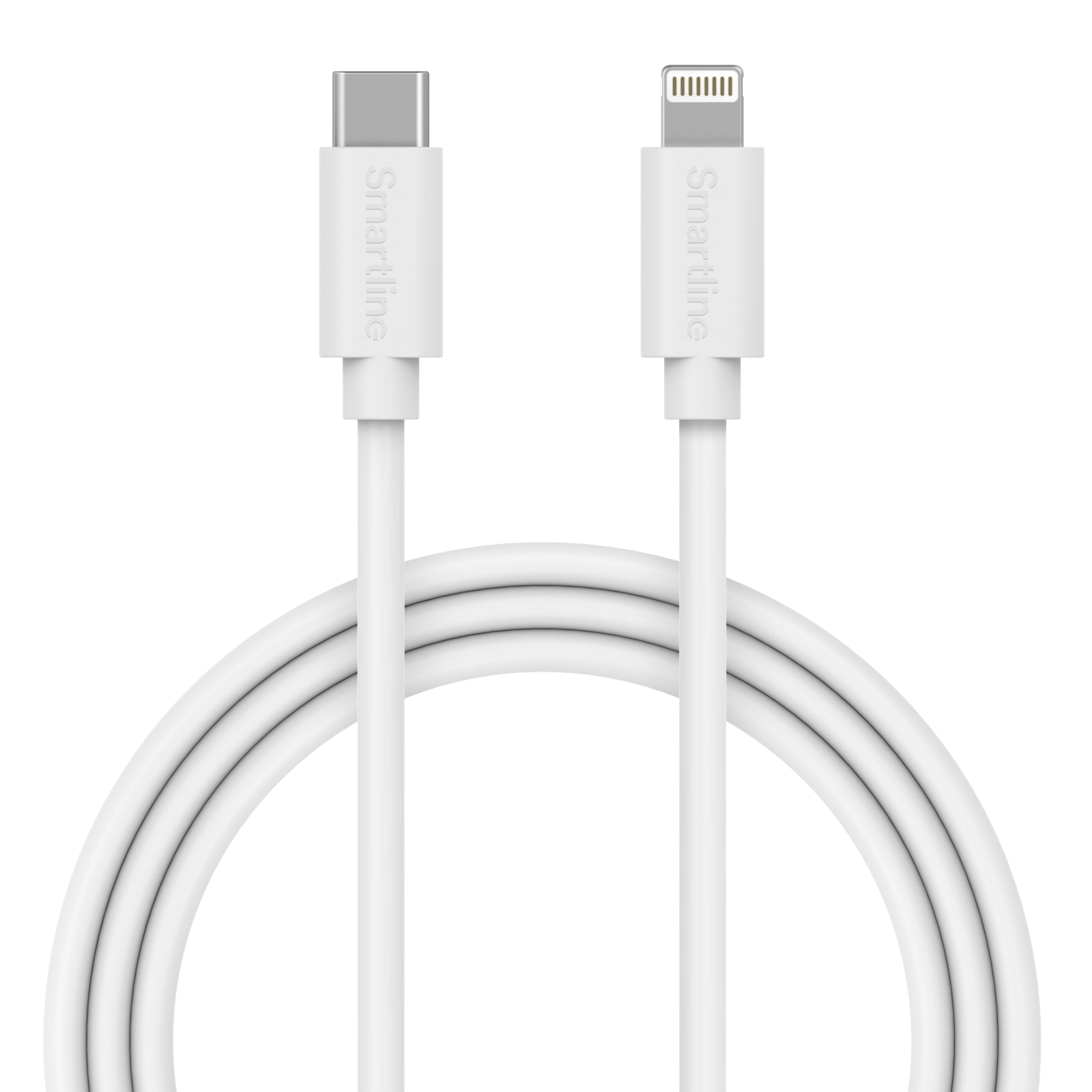 Langt USB-kabel USB-C - Lightning 2m iPhone XR hvid
