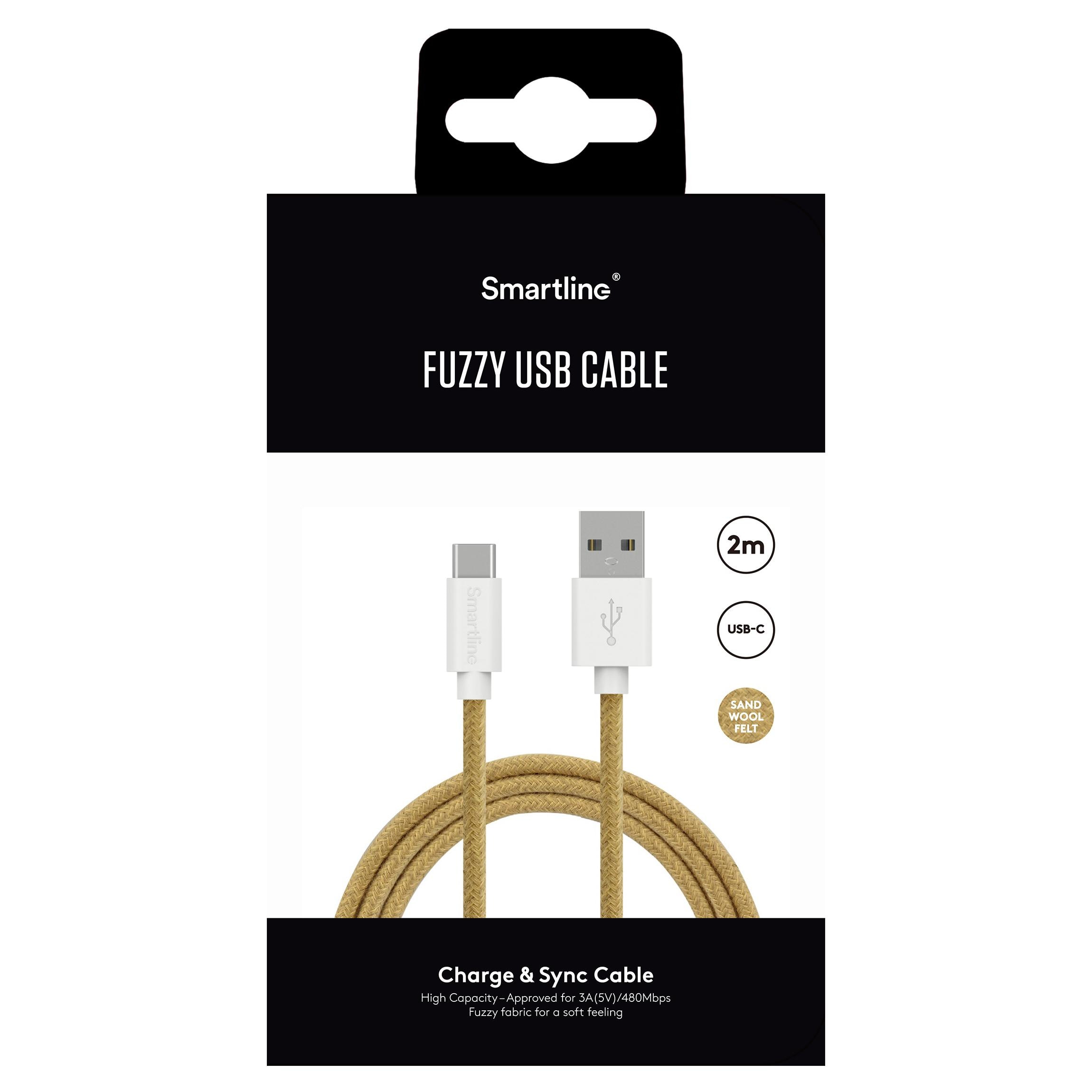 Fuzzy USB Cable USB-C 2m Sand