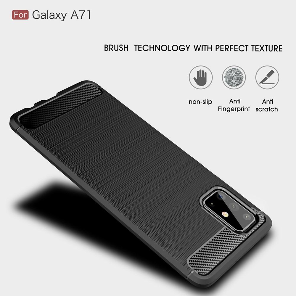 Samsung Galaxy A71 Cover TPU Brushed Sort