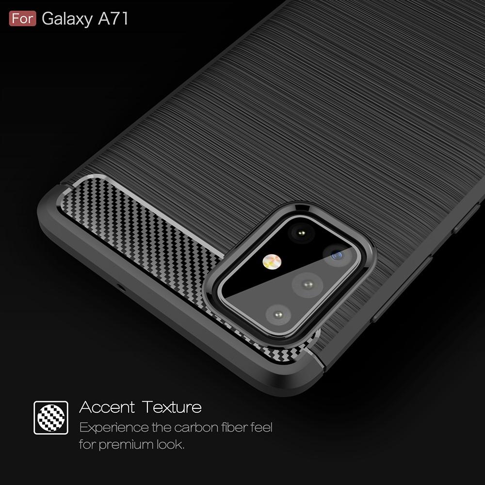 Samsung Galaxy A71 Cover TPU Brushed Sort