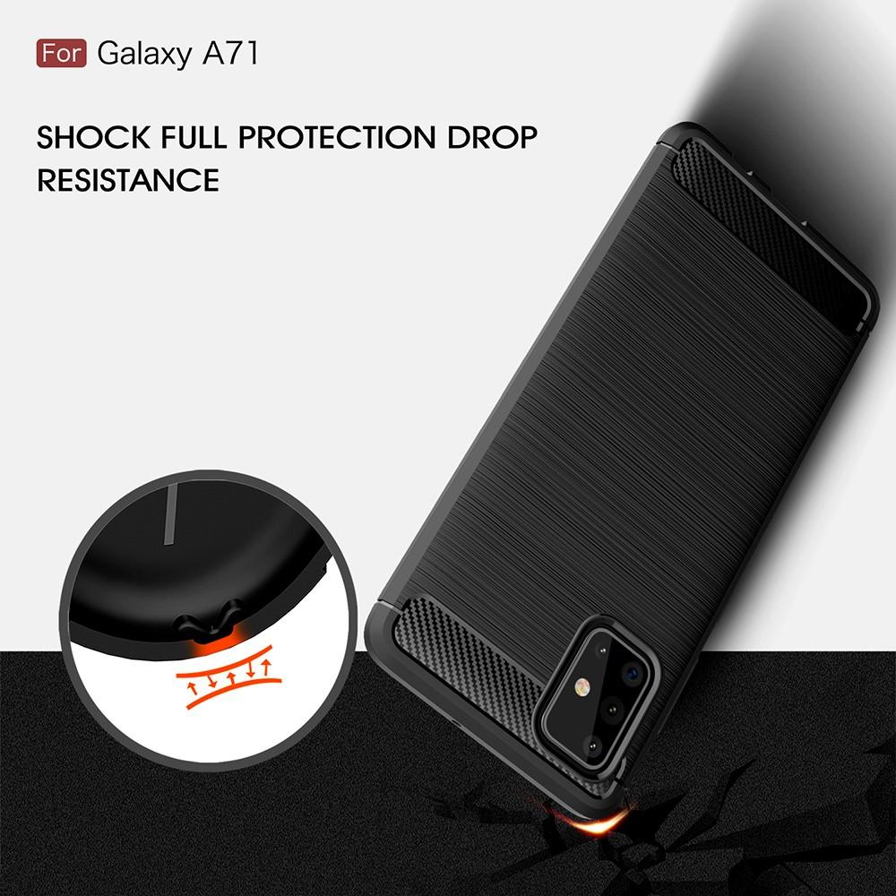 Samsung Galaxy A71 Cover TPU Brushed Sort