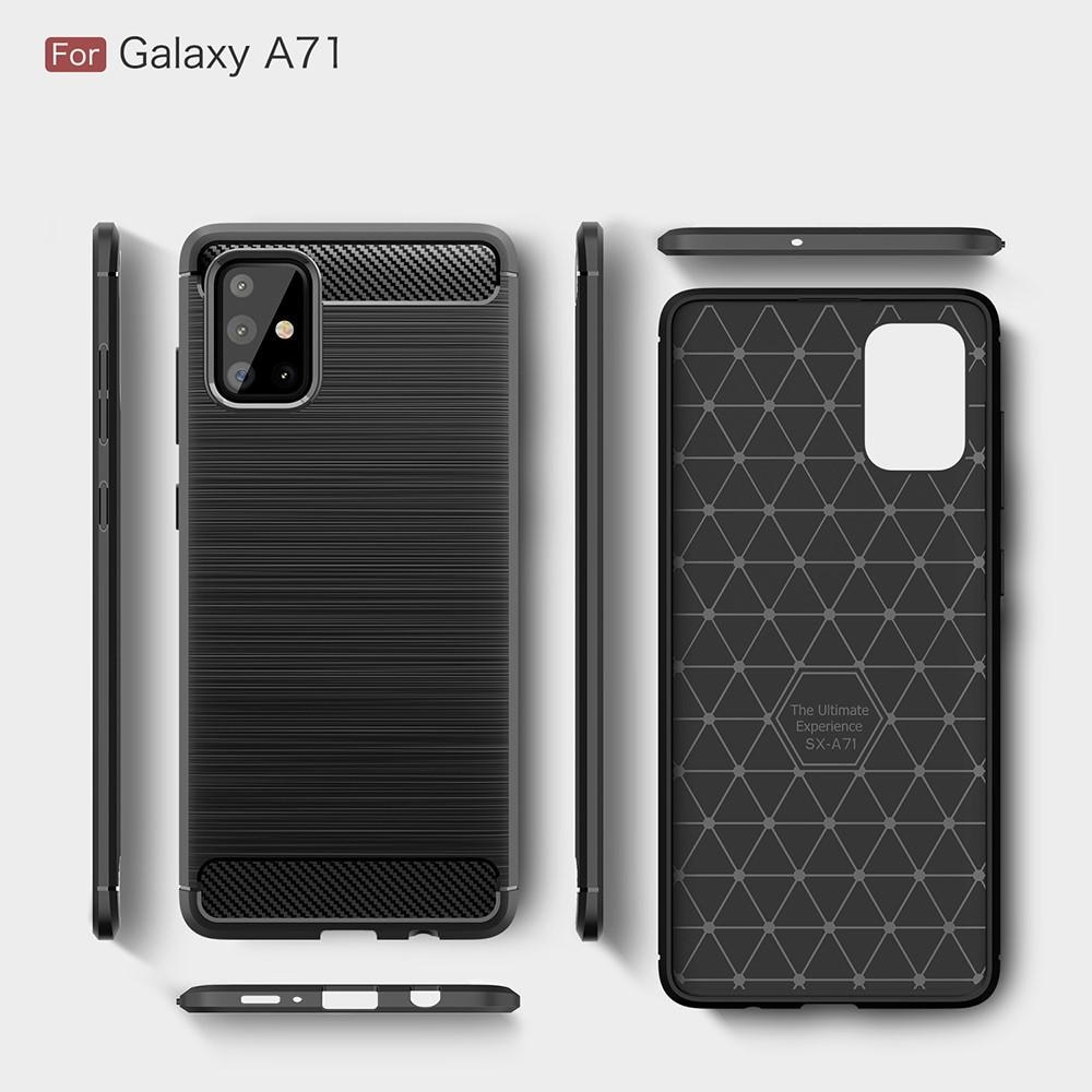 Samsung Galaxy A71 Cover TPU Brushed Sort