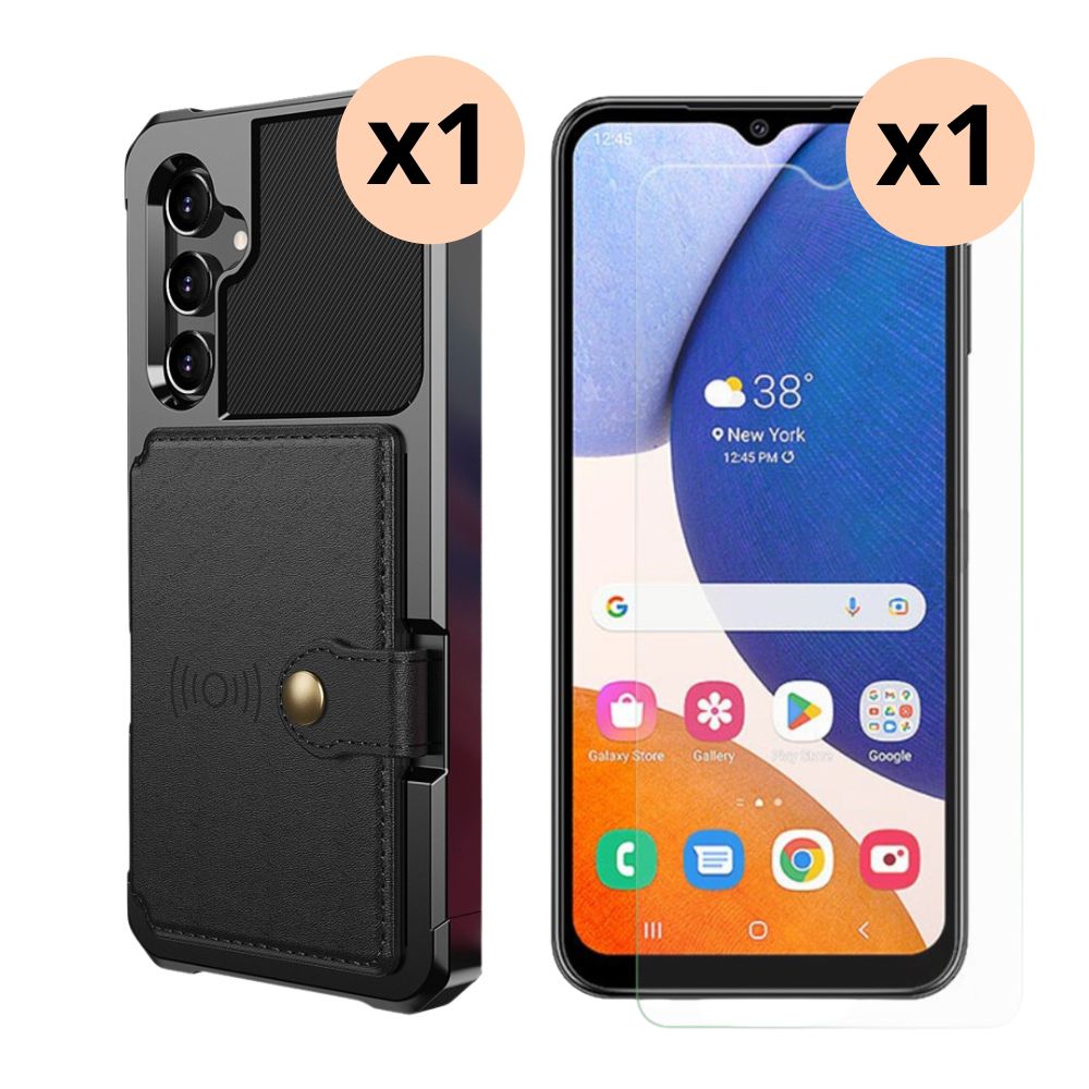 Samsung Galaxy A14 Beskyttelsessæt Cover Tough Multi-slot og Skærmbeskyttelse