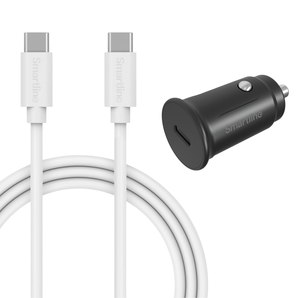 Komplet Biloplader til Samsung Galaxy A55 - 1m kabel og oplader USB-C - Smartline